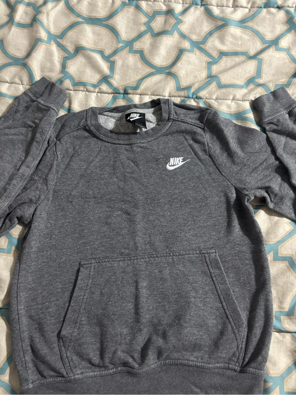 Nike Gray Sweatshirt with White Swoosh Tag